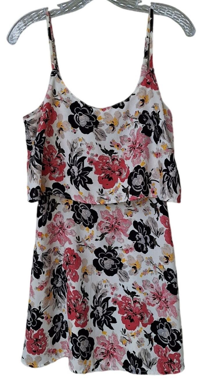 Abercrombie & Fitch Floral Mini Tank Sun Dress Size S Flowy Chest Overlay Ruffle